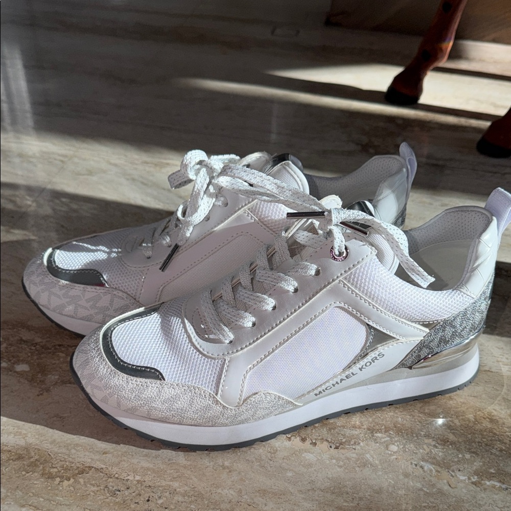 Michael Kors White and Silver Women's Sneakers